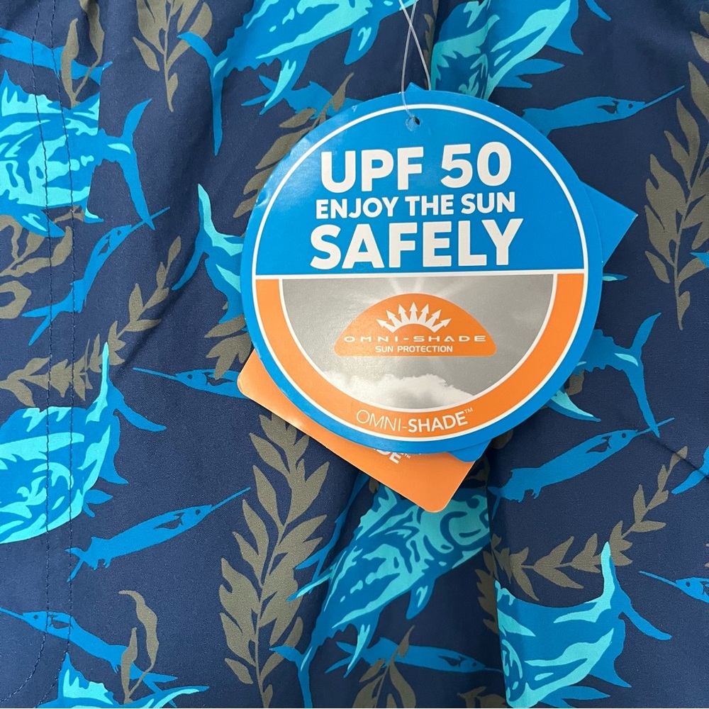Columbia Blue and Tan Rash Guard UPF 50 Protection - Picture 2 of 7